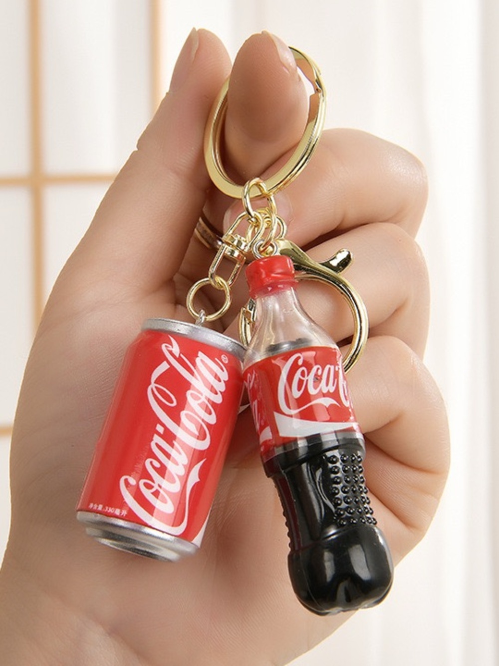 Mini Red Soda Can & Bottle Novelty Keychain – Cute Beverage Charm Key Ring